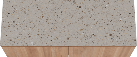 Balmani Idra meuble salle de bains suspendu 150 x 55 cm teck avec Stretto tablette simple ou double en terrazzo greige terrazzo
