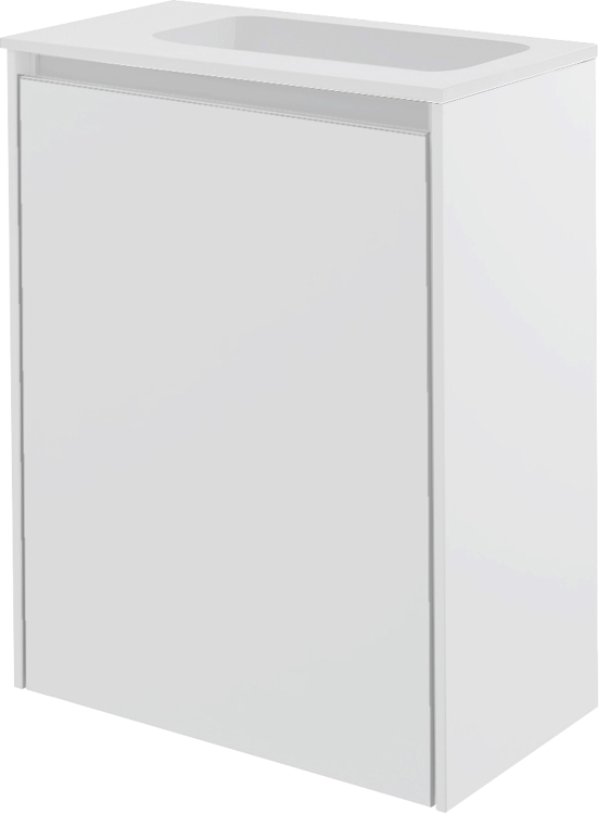 Storke Edge zwevend toiletmeubel 40 x 22 cm mat wit met Fina wastafel in matte Solid Surface