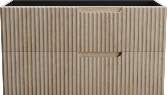 Linie Ribbo zwevende wastafelonderkast 100 x 46 cm lichte eik 2 lades
