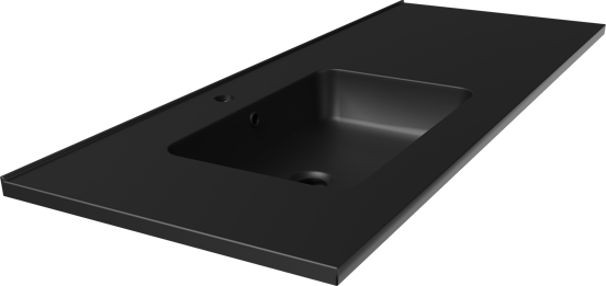 Linie Vano vasque asymétrique gauche marbre composite noir mat 120 x 46 cm
