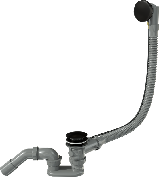 Santeg Unibath Flat Badewannen-Ablauf mit Überlauf, schwarz matt, 70 cm