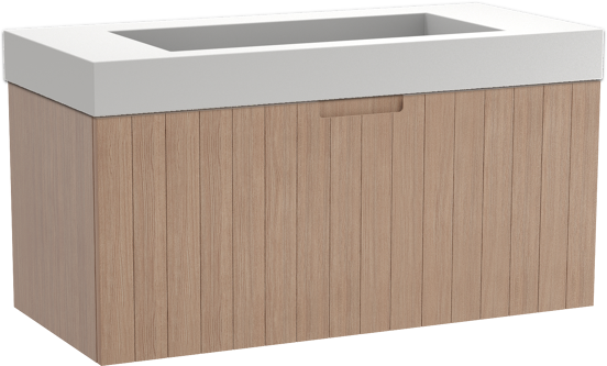 Balmani Adagio meuble salle de bains suspendu 120 x 55 cm chêne vieilli avec Modus plan simple pour 2 trous de robinet en solid surface blanc mat