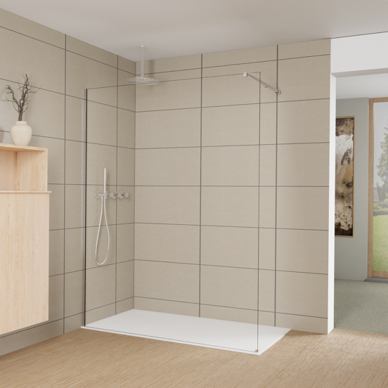 Balmani Modular Walk-In Dusche: 160 x 200 cm, Klarglas, Profil Chrom glänzend