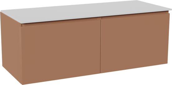 Balmani Sfera hängendes Möbelstück Set: 135 x 55 cm, Cotto, mit Stretto Einzel- oder Doppel Waschtischplatte, Solid Surface Weiß matt