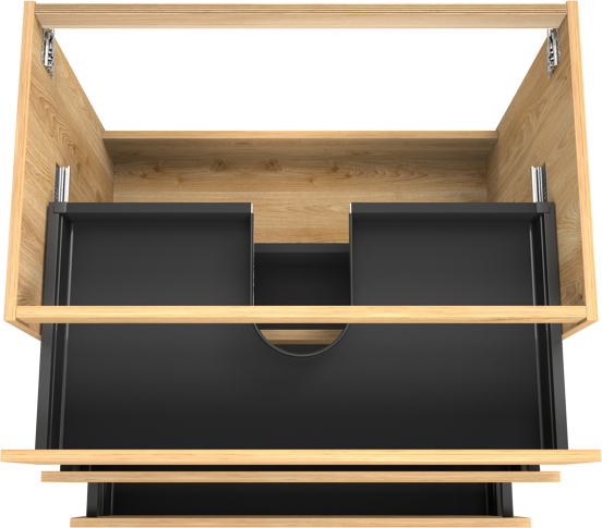 Balmani Lucida stehender Waschbeckenunterschrank: 90 x 55 cm, Eiche rustikal, 3 Schubladen