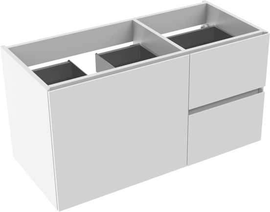 Storke Edge zwevende wastafelonderkast 100 x 46 cm asymmetrisch links glanzend wit 3 lades