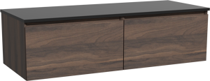 Storke Edge meuble salle de bains suspendu 130 x 52 cm noyer avec Panton tablette simple ou double en mdf enduit de poudre noir mat
