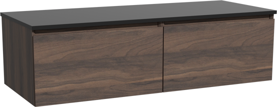 Storke Edge meuble salle de bains suspendu 130 x 52 cm noyer avec Panton tablette simple ou double en mdf enduit de poudre noir mat