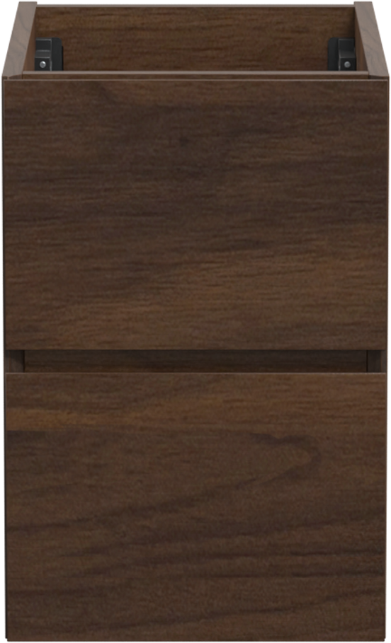 Storke Edge hängender Waschbeckenunterschrank: 35 x 52 cm, Nussbaum, 2 Schubladen