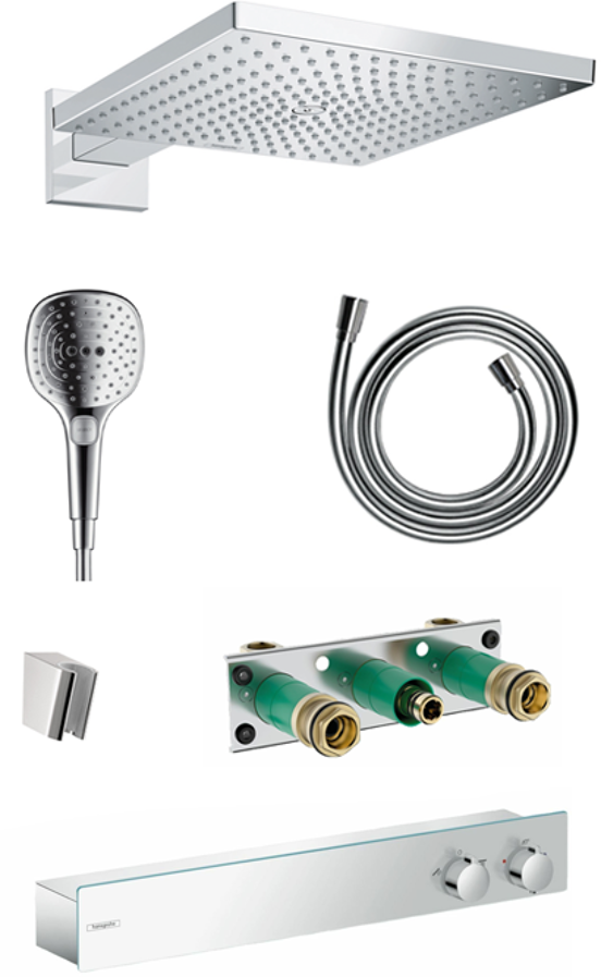 Hansgrohe ShowerTablet 600 colonne de douche encastrée robinet thermostatique avec douche de tête carrée 30 cm chrome brillant