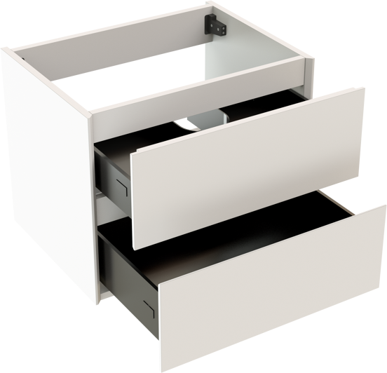 Storke Edge hängender Waschbeckenunterschrank: 60 x 46 cm, Weiß matt, 2 Schubladen