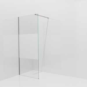 Balmani Modular douche à l'italienne: 90 x 200 cm, Verre transparent avec bande mate, Profil Brushed CoolMetal