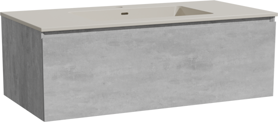 Storke Edge hängendes Möbelstück Set: 105 x 52 cm, Beton dunkelgrau, mit Diva Einzelwaschtisch, Top Solid Seidengrau