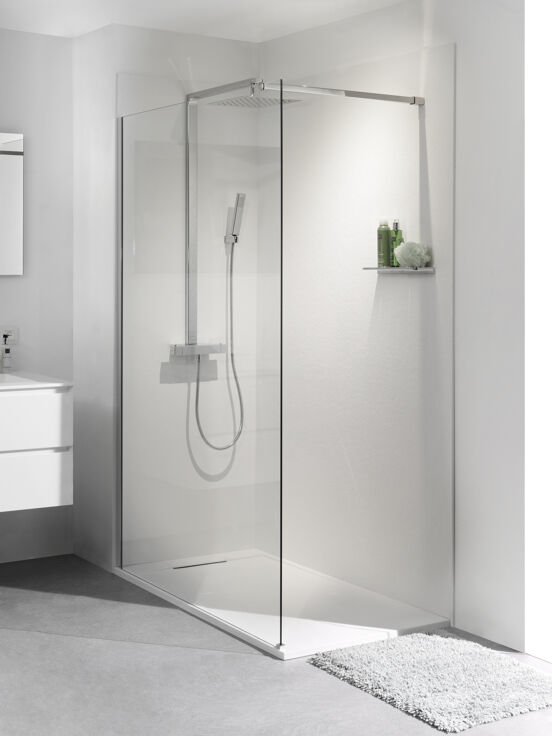Balmani Zeno set douchewandbekleding 140 x 90 x 220 cm composietmarmer mat wit leisteenstructuur