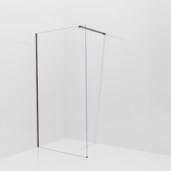 Balmani Modular inloopdouche: 110 x 200 cm, Helder glas met coating, Brushed GunMetal profielen