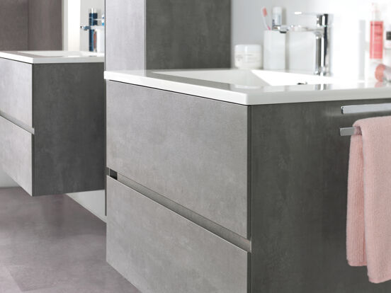 Storke Edge meuble sous-vasque suspendu 75 x 52 cm béton gris foncé 2 tiroirs