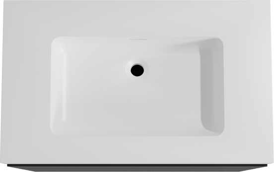 Storke Edge staand badkamermeubel 85 x 52 cm mat zwart met Mata High enkele wastafel in solid surface mat wit