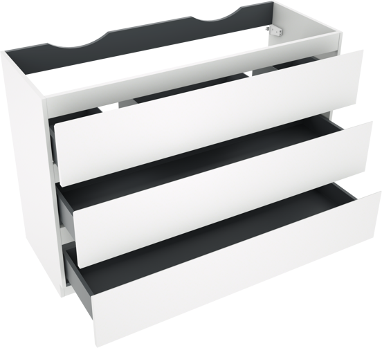 Linie Lado staande wastafelonderkast 120 x 46 cm mat wit 3 lades 2 sifonuitsparingen