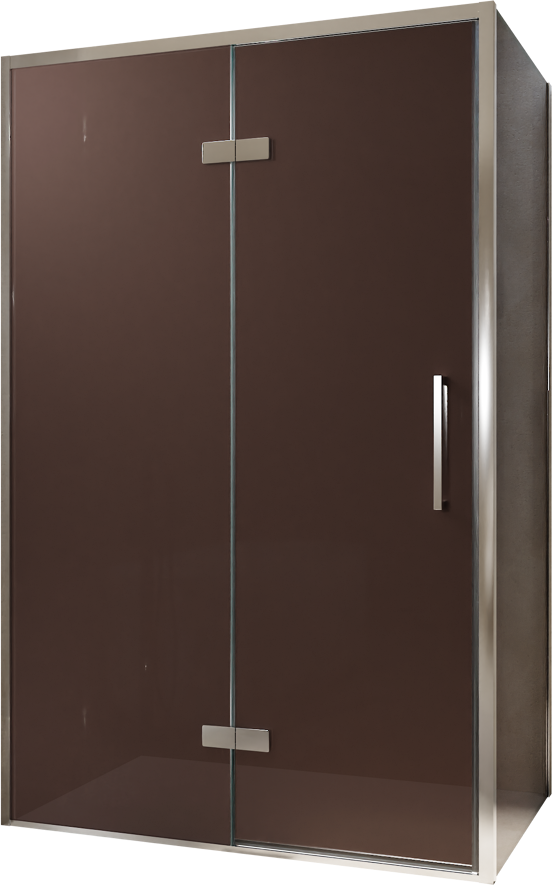 Balmani Senses Design douchehoek met linkse draaideur en vaste zijwand, 120 x 100 cm, Brons, Chroom profielen, met coating