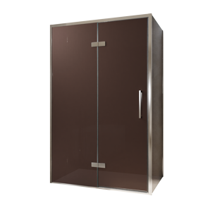 Balmani Senses Design douchehoek met linkse draaideur en vaste zijwand, 120 x 100 cm, Brons, Chroom profielen