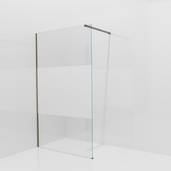 Balmani Modular douche à l'italienne: 120 x 200 cm, Verre transparent avec bande matte, avec coating, Profil Gris pierre