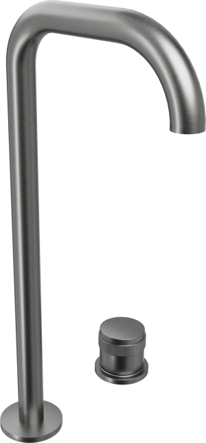 Blaufoss Pavilion Flat verhoogde 2-gats wastafelkraan Brushed Gunmetal