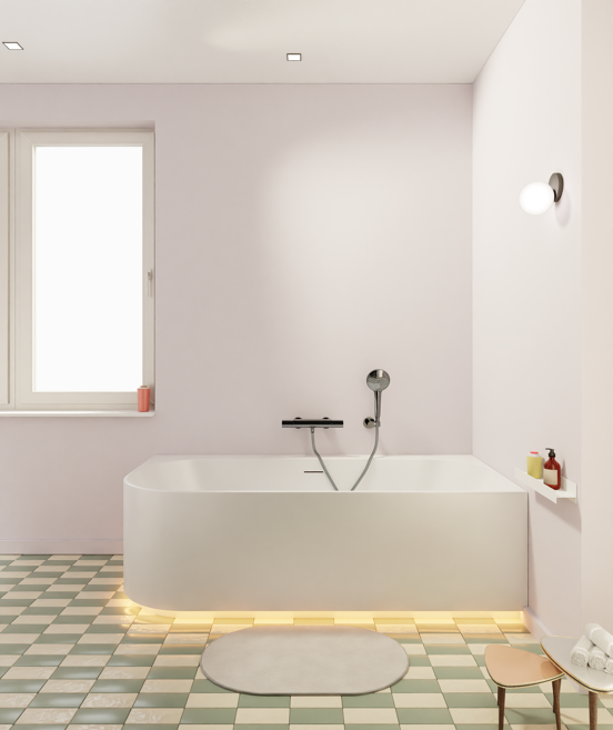 Luca Varess Laguna baignoire d'angle droite duo avec LED 170 x 85 cm acrylique blanc mat