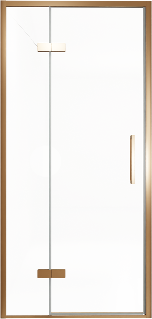 Balmani Senses Design porte pivotante à gauche 100 cm x 210 cm verre transparent, Profil Brushed Rosegold, coating inclus