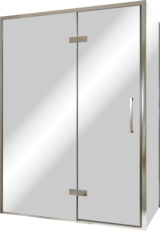 Balmani Senses Design douchehoek met linkse draaideur en vaste zijwand, 140 x 80 cm, Reflex spiegelglas, Chroom profielen, met coating
