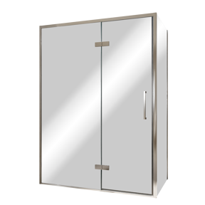 Balmani Senses Design douchehoek met linkse draaideur en vaste zijwand, 140 x 100 cm, Reflex spiegelglas, Chroom profielen