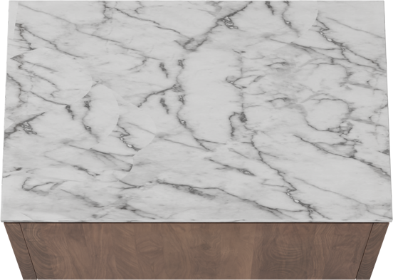 Balmani Eclips hängendes Möbelstück Set: 90 x 55 cm, Amerikanischer Nussbaum, mit Stretto Einzel Waschtischplatte Carrara-Marmor