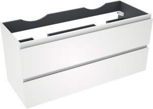 Linie Lado zwevende wastafelonderkast 120 x 46 cm mat wit 2 lades 2 sifonuitsparingen