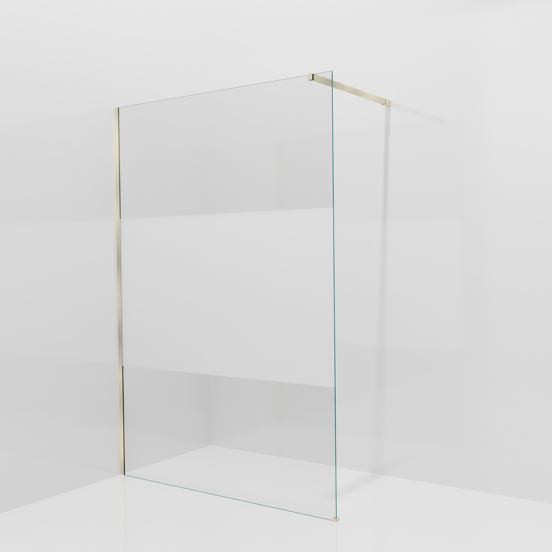 Balmani Modular douche à l'italienne: 140 x 200 cm, Verre transparent avec bande matte, avec coating, Profil Brushed Champagne Gold
