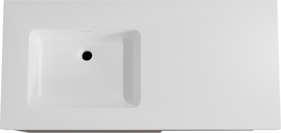 Storke Edge meuble salle de bains suspendu 110 x 52 cm noyer avec Mata High vasque asymétrique gauche en solid surface blanc mat