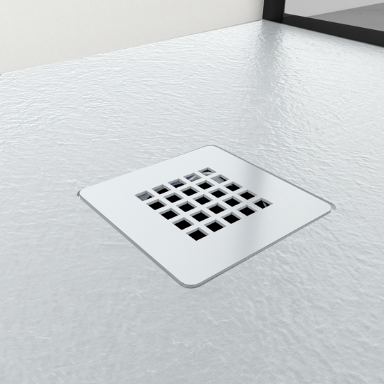 Balmani Vega douchebak 140 x 90 cm composietmarmer lichtgrijs leisteenstructuur