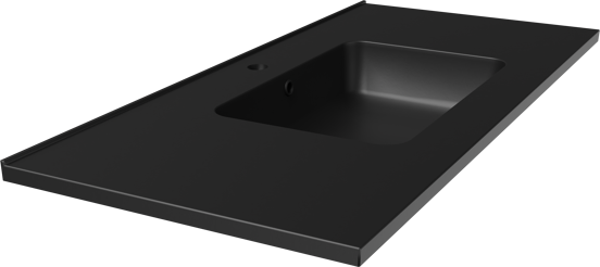 Linie Vano enkele wastafel mat zwarte composietmarmer 100 x 46 cm