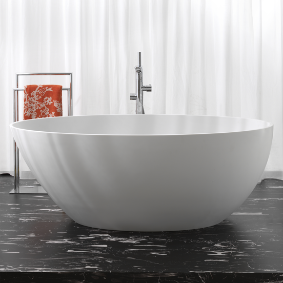 Balmani Fahro ovaal vrijstaand bad 160 x 85 cm Solid Surface mat wit
