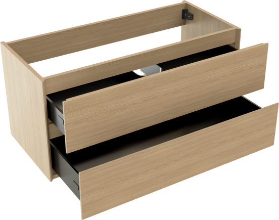 Storke Edge meuble sous-lavabo suspendu 100 x 46 cm chêne naturel 2 tiroirs