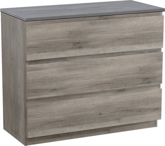 Linie Lado staand badmeubel 100 x 46 cm grijs eiken met Lado enkel of dubbel wastafelblad in melamine beton donkergrijs
