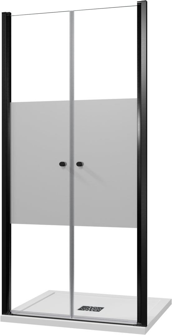 Luca Varess Kuresa porte battante 100 x 200 cm verre transparent avec bande matte profil noir mat