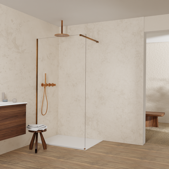 Balmani Modular Walk-In Dusche: 110 x 200 cm, Klarglas, Profil Brushed Rosegold