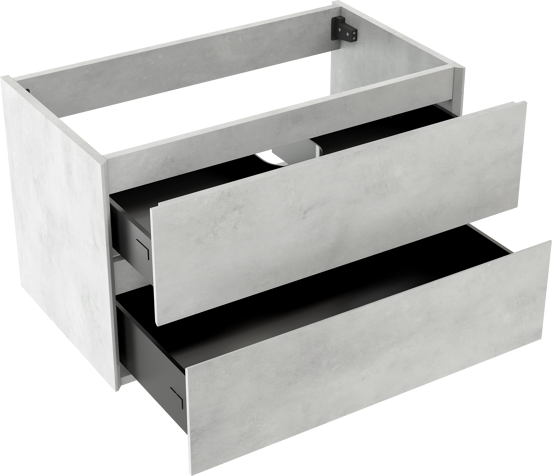 Storke Edge meuble sous-lavabo suspendu 80 x 46 cm béton gris argent 2 tiroirs