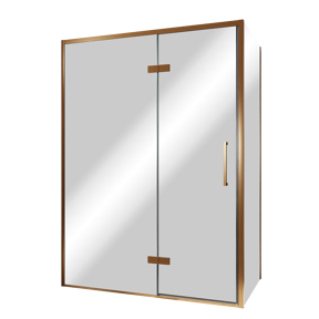 Balmani Senses Design douche d'angle avec porte pivotante à gauche et paroi latérale fixe, 140 x 90 cm, Verre miroir reflex, Profil Brushed Rosegold