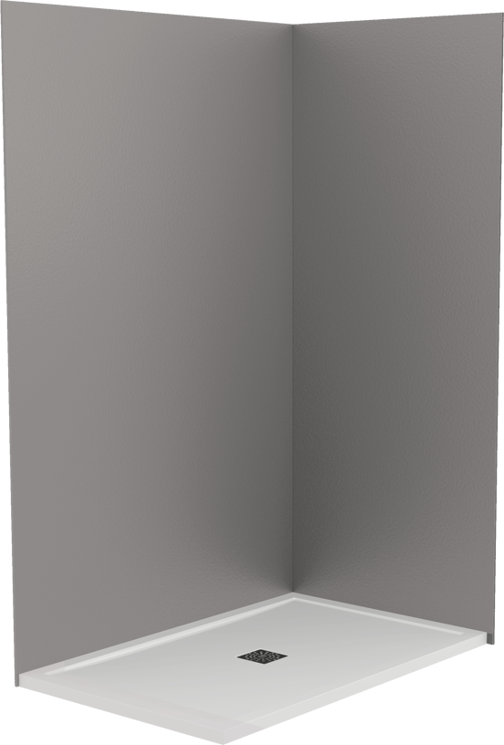 Balmani Zeno Duschrückwand: 140 x 90 x 220 cm, Marmorkomposit, Dunkelgraue Schieferstruktur