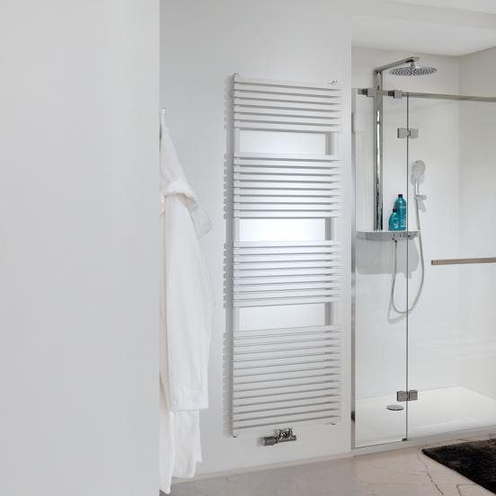 Vipera Vesuvio enkele handdoekradiator 60 x 180 cm elektrische verwarming mat wit zij- en middenaansluiting 1.385W, weerstand inbegrepen