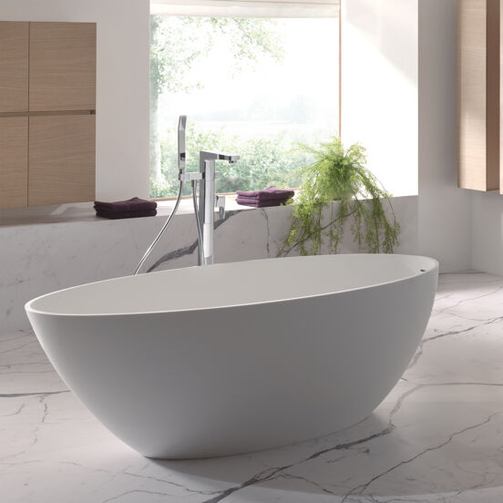 Balmani Fahro ovaal vrijstaand bad 170 x 85 cm Solid Surface mat wit