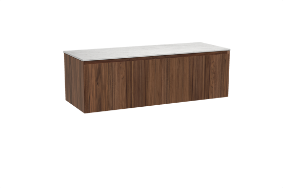 Balmani Idra hängendes Möbelstück Set: 150 x 55 cm, Nussbaum, mit Stretto Einzel- oder Doppel Waschtischplatte, Marmor Carrara