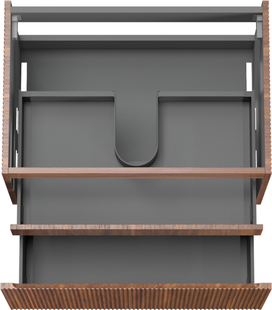 Storke Ribs meuble sous-vasque suspendu 75 x 52 cm noyer 2 tiroirs