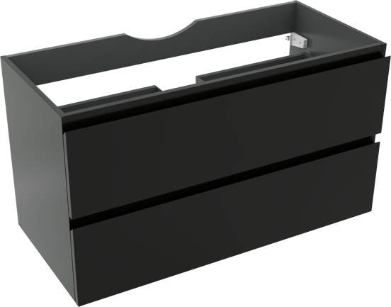 Linie Lado zwevende wastafelonderkast 100 x 46 cm mat zwart 2 lades