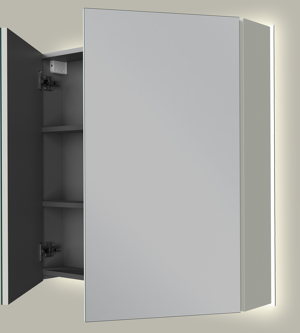 Linie Montro spiegelkast 80 x 75 cm greige met spiegelverlichting